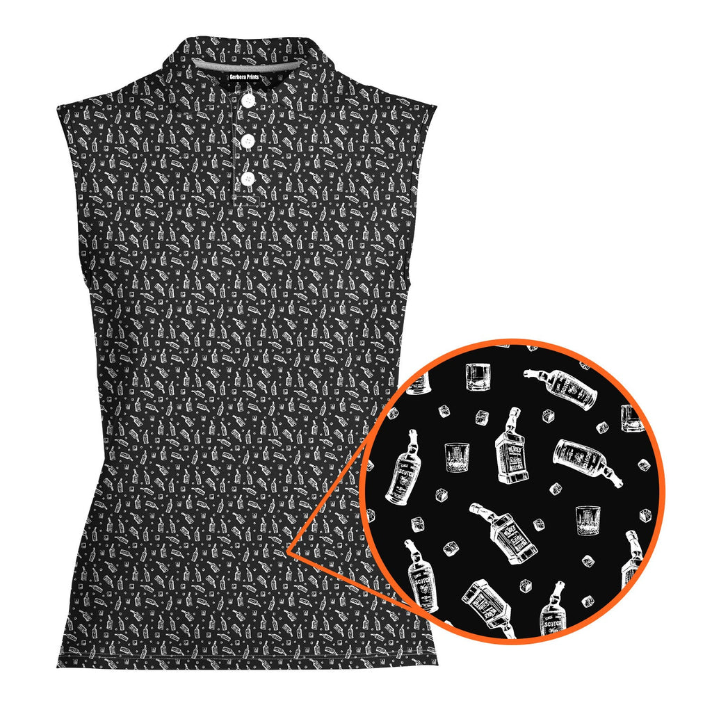 Whiskey Dickk-Women Sleeveless Polo Shirt-Gerbera Prints
