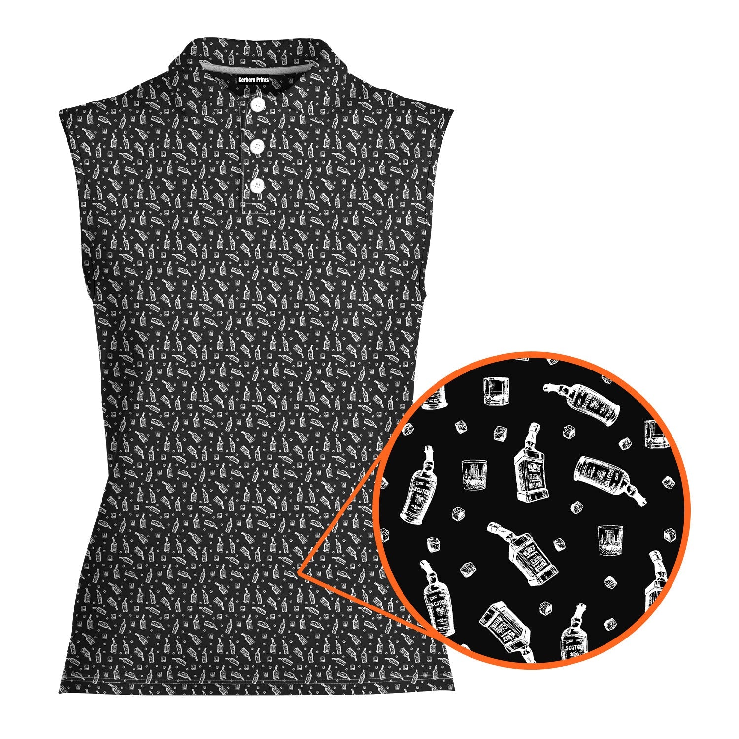 Whiskey Dickk-Women Sleeveless Polo Shirt-Gerbera Prints