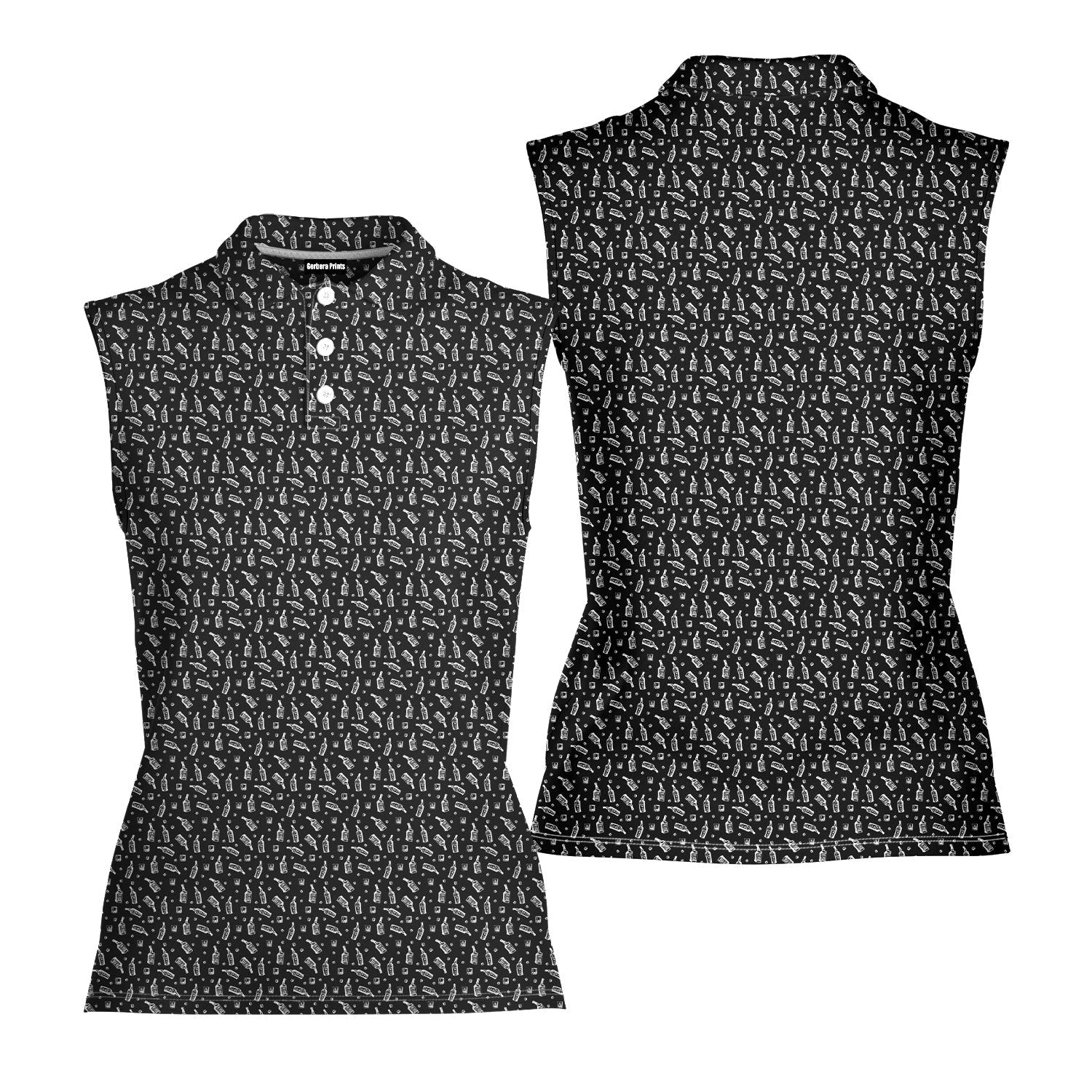 Whiskey Dickk-Women Sleeveless Polo Shirt-Gerbera Prints