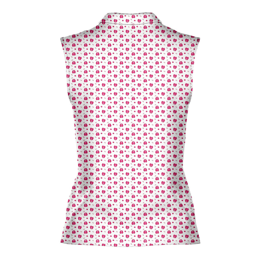 Camel Toe-Women Sleeveless Polo Shirt-Gerbera Prints