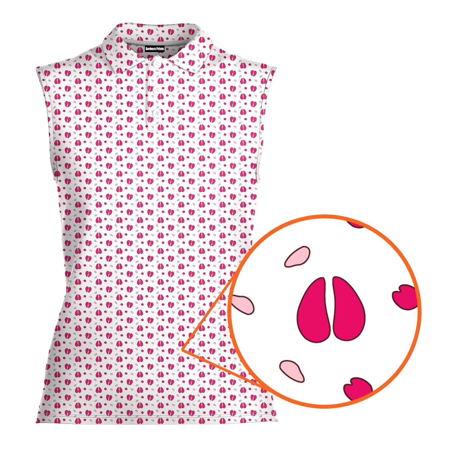 Camel Toe-Women Sleeveless Polo Shirt-Gerbera Prints
