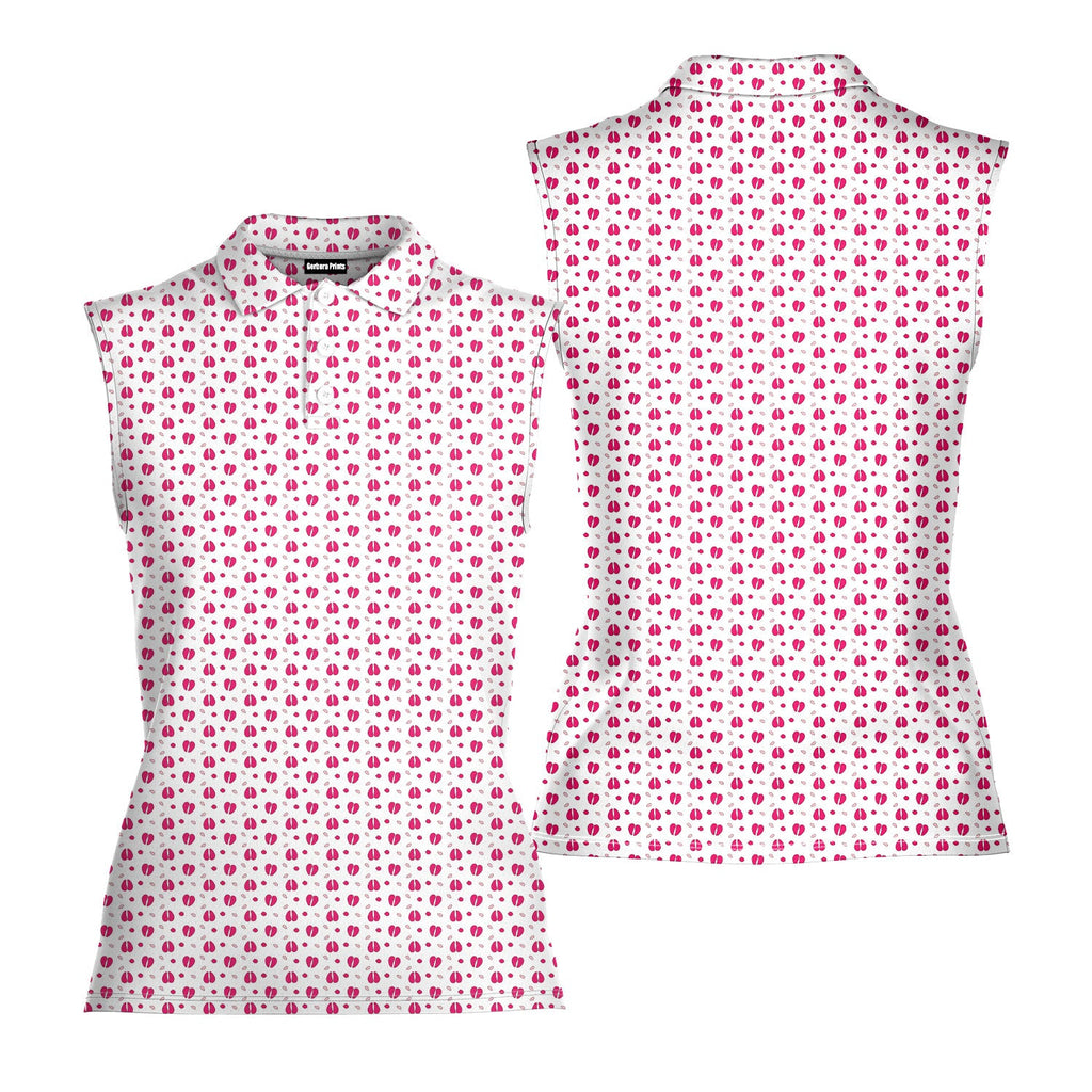Camel Toe-Women Sleeveless Polo Shirt-Gerbera Prints