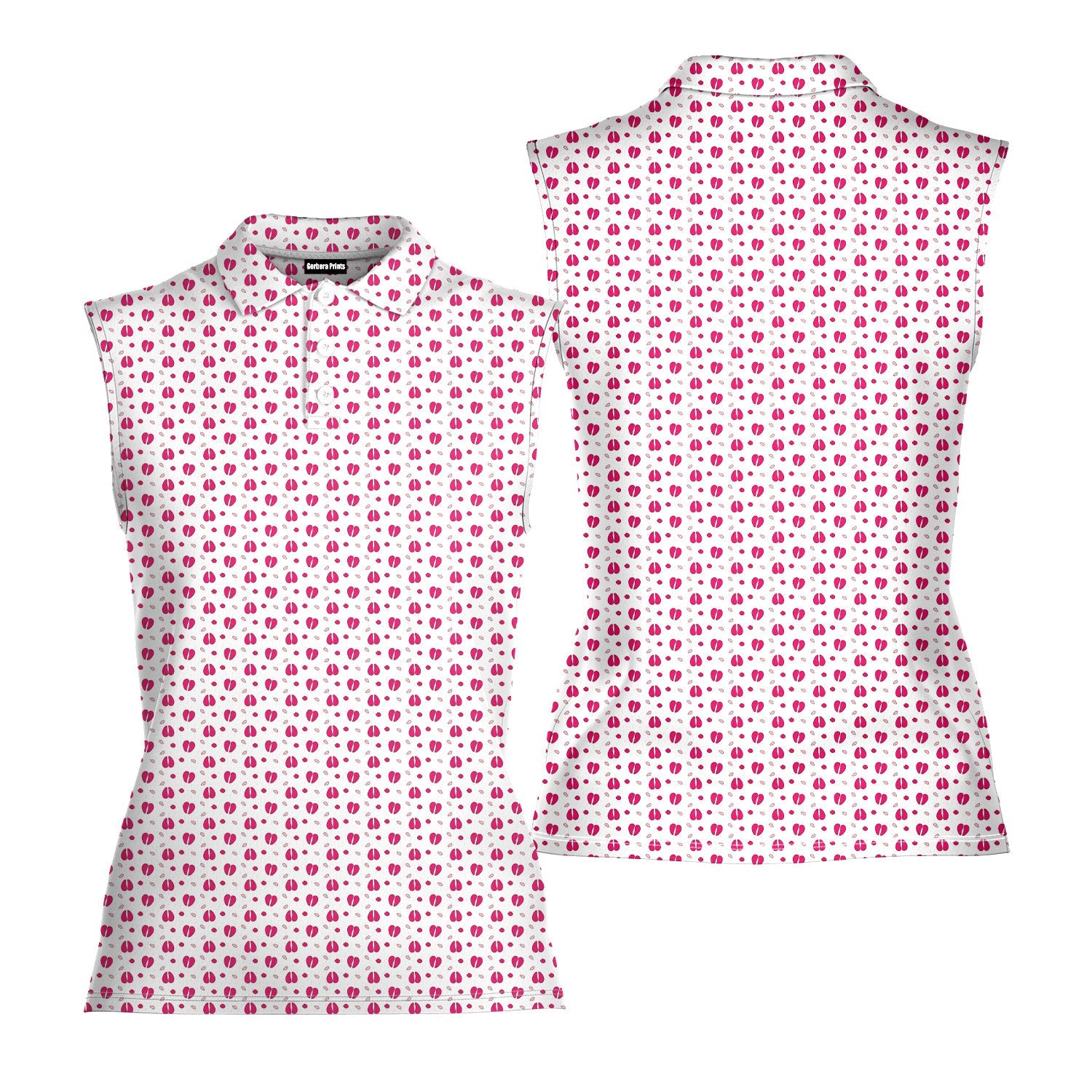 Camel Toe-Women Sleeveless Polo Shirt-Gerbera Prints