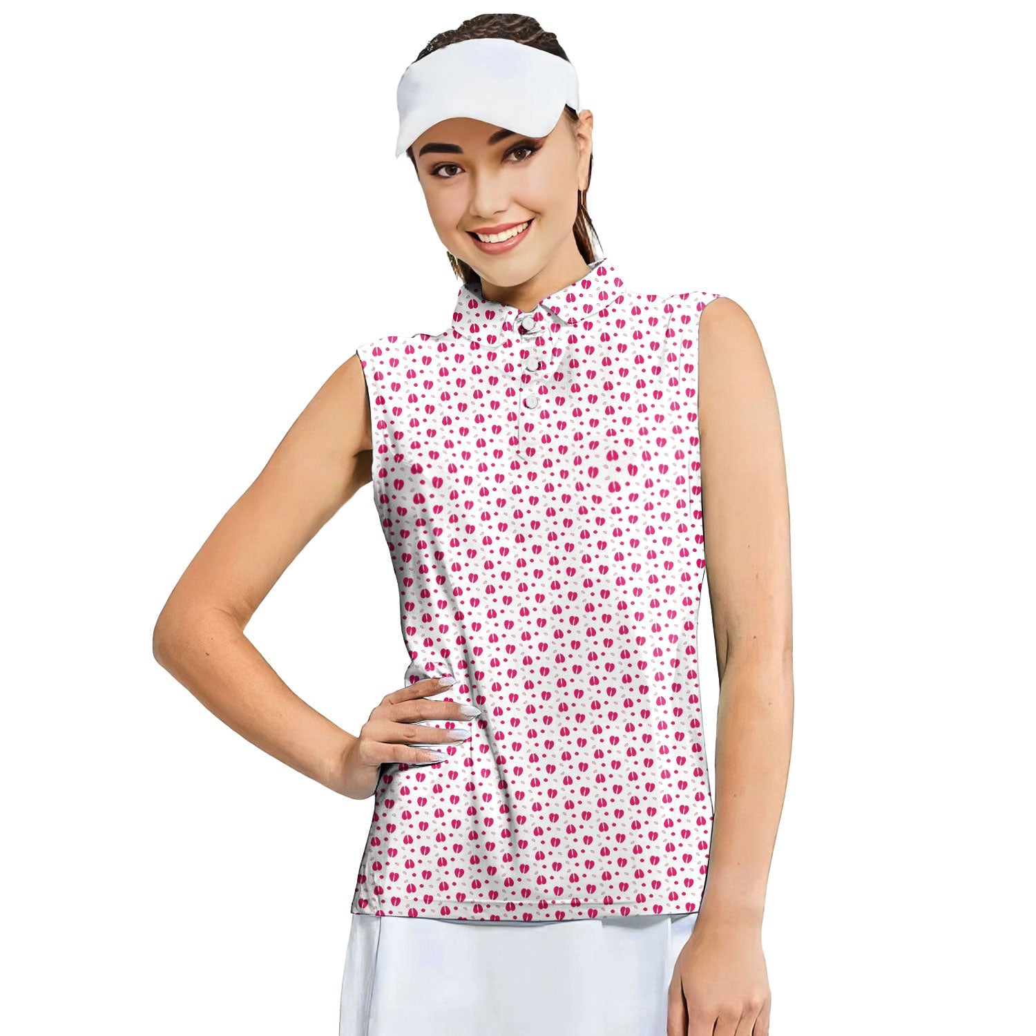 Camel Toe-Women Sleeveless Polo Shirt-Gerbera Prints