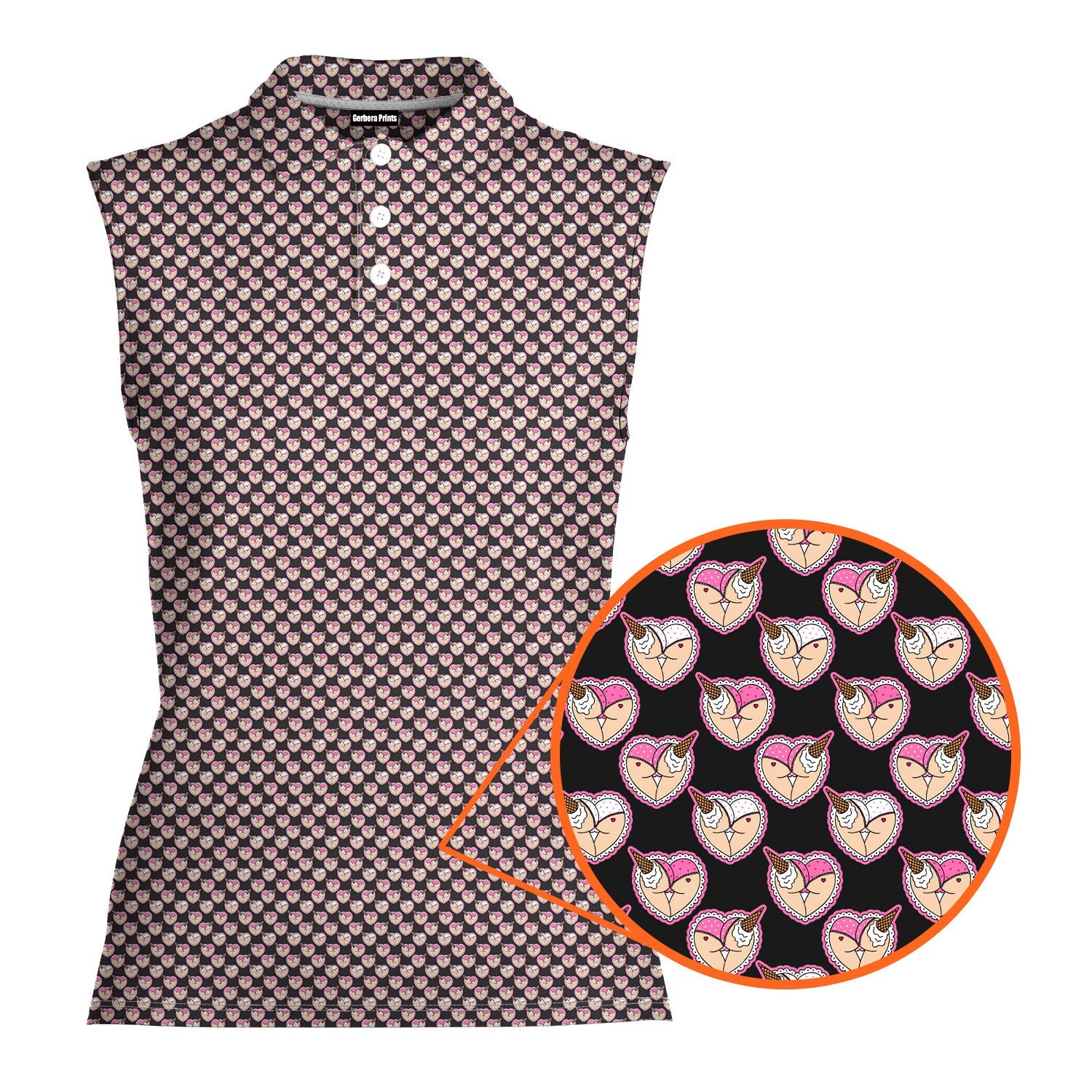 Whip Cream Dream-Women Sleeveless Polo Shirt-Gerbera Prints