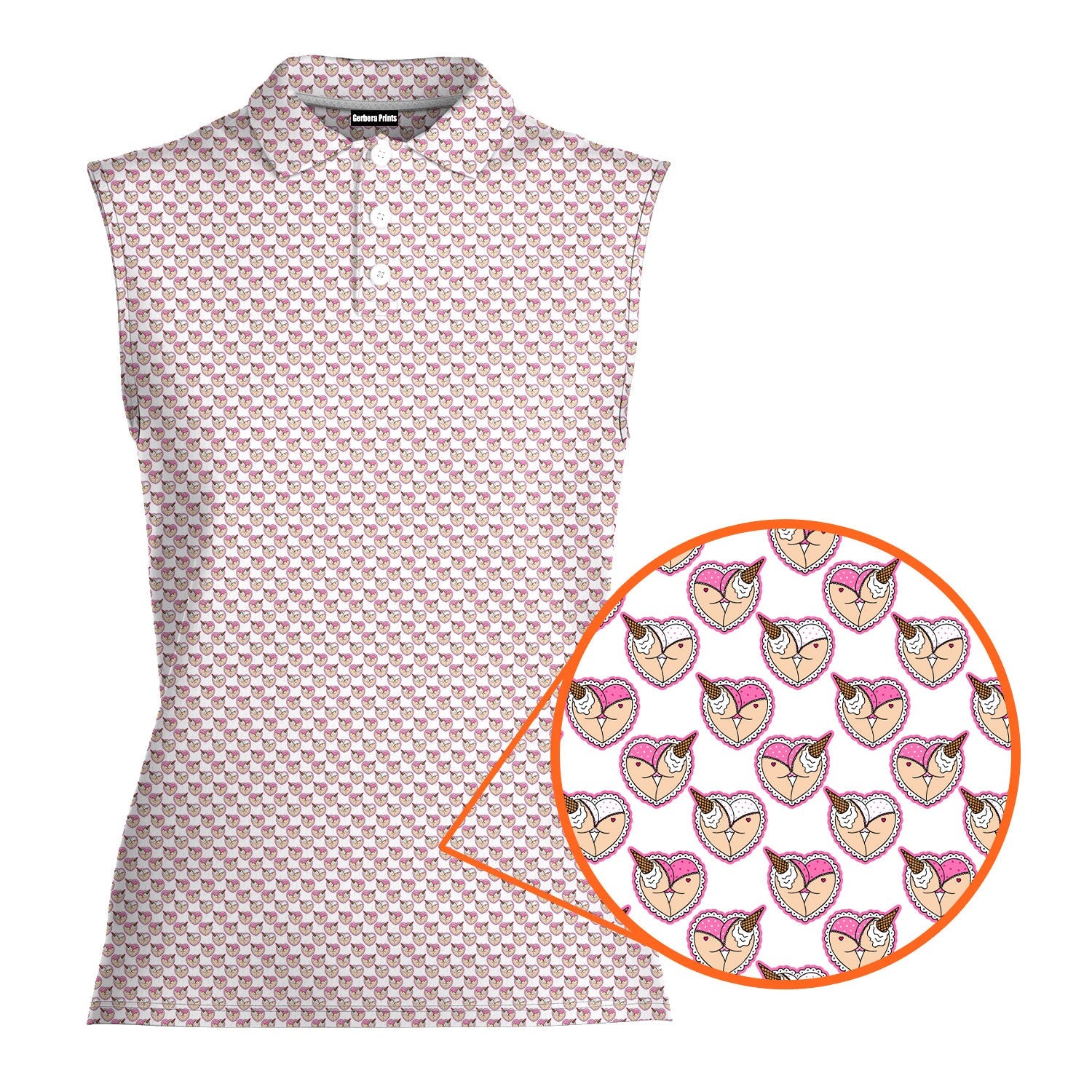 Whip Cream Dream-Women Sleeveless Polo Shirt-Gerbera Prints