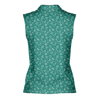Risky Text - Ladies Sleeveless Golf Polo Shirt