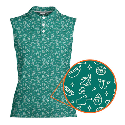 Risky Text - Ladies Sleeveless Golf Polo Shirt