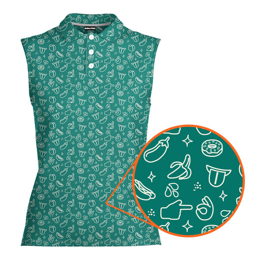 Risky Text - Ladies Sleeveless Golf Polo Shirt