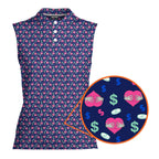 Booty Money-Women Sleeveless Polo Shirt-Gerbera Prints