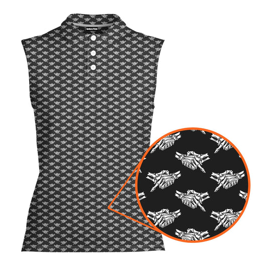 Shaking Hands Skeleton - Ladies Sleeveless Golf Polo Shirt