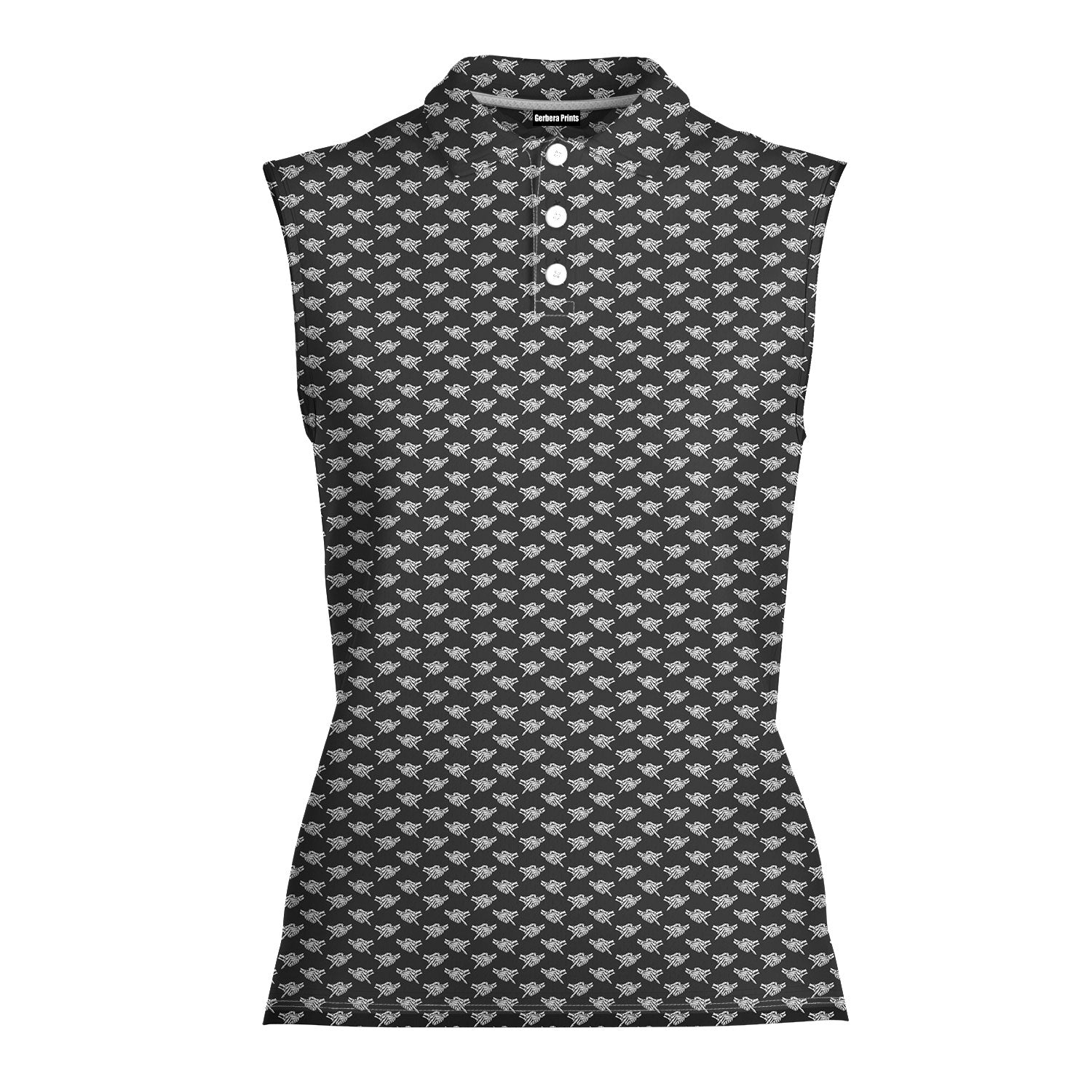 Shaking Hands Skeleton-Women Sleeveless Polo Shirt-Gerbera Prints