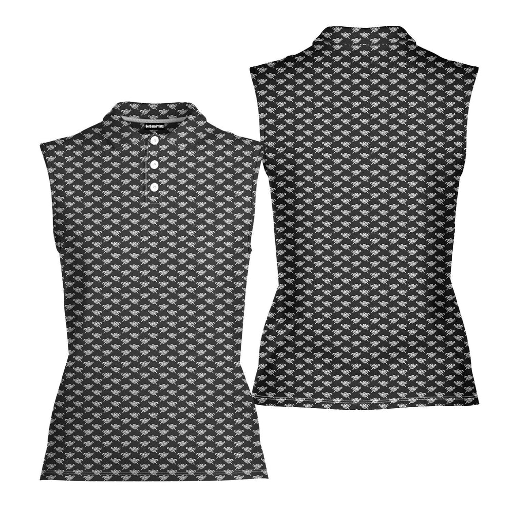 Shaking Hands Skeleton-Women Sleeveless Polo Shirt-Gerbera Prints