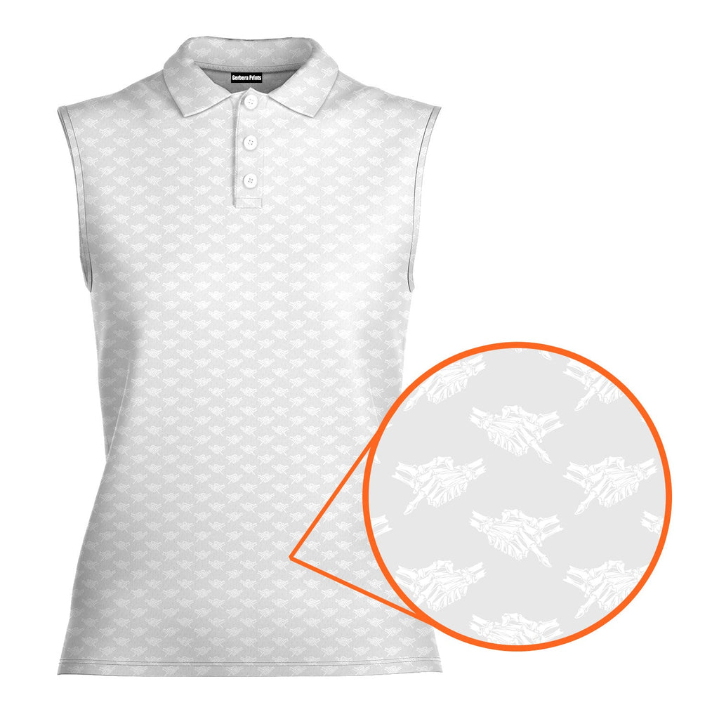 Shaking Hands Skeleton-Women Sleeveless Polo Shirt-Gerbera Prints