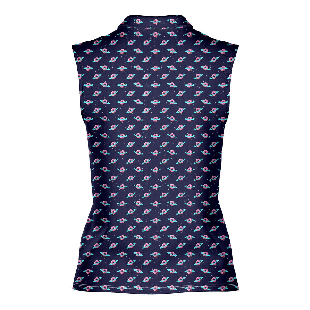 Donut Planet-Women Sleeveless Polo Shirt-Gerbera Prints