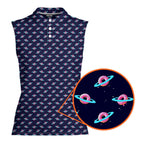 Donut Planet-Women Sleeveless Polo Shirt-Gerbera Prints