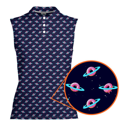 Donut Planet - Ladies Sleeveless Golf Polo Shirt 