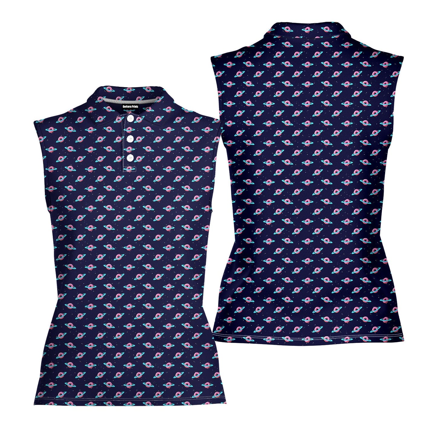 Donut Planet - Ladies Sleeveless Golf Polo Shirt 