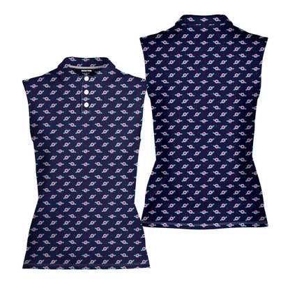 Donut Planet - Ladies Sleeveless Golf Polo Shirt 