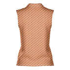 Sweet Peach-Women Sleeveless Polo Shirt-Gerbera Prints