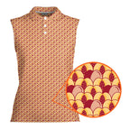 Sweet Peach-Women Sleeveless Polo Shirt-Gerbera Prints