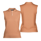 Sweet Peach-Women Sleeveless Polo Shirt-Gerbera Prints