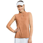 Sweet Peach-Women Sleeveless Polo Shirt-Gerbera Prints