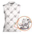 Jesus Riding Dinosaur-Women Sleeveless Polo Shirt-Gerbera Prints
