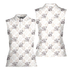 Jesus Riding Dinosaur-Women Sleeveless Polo Shirt-Gerbera Prints