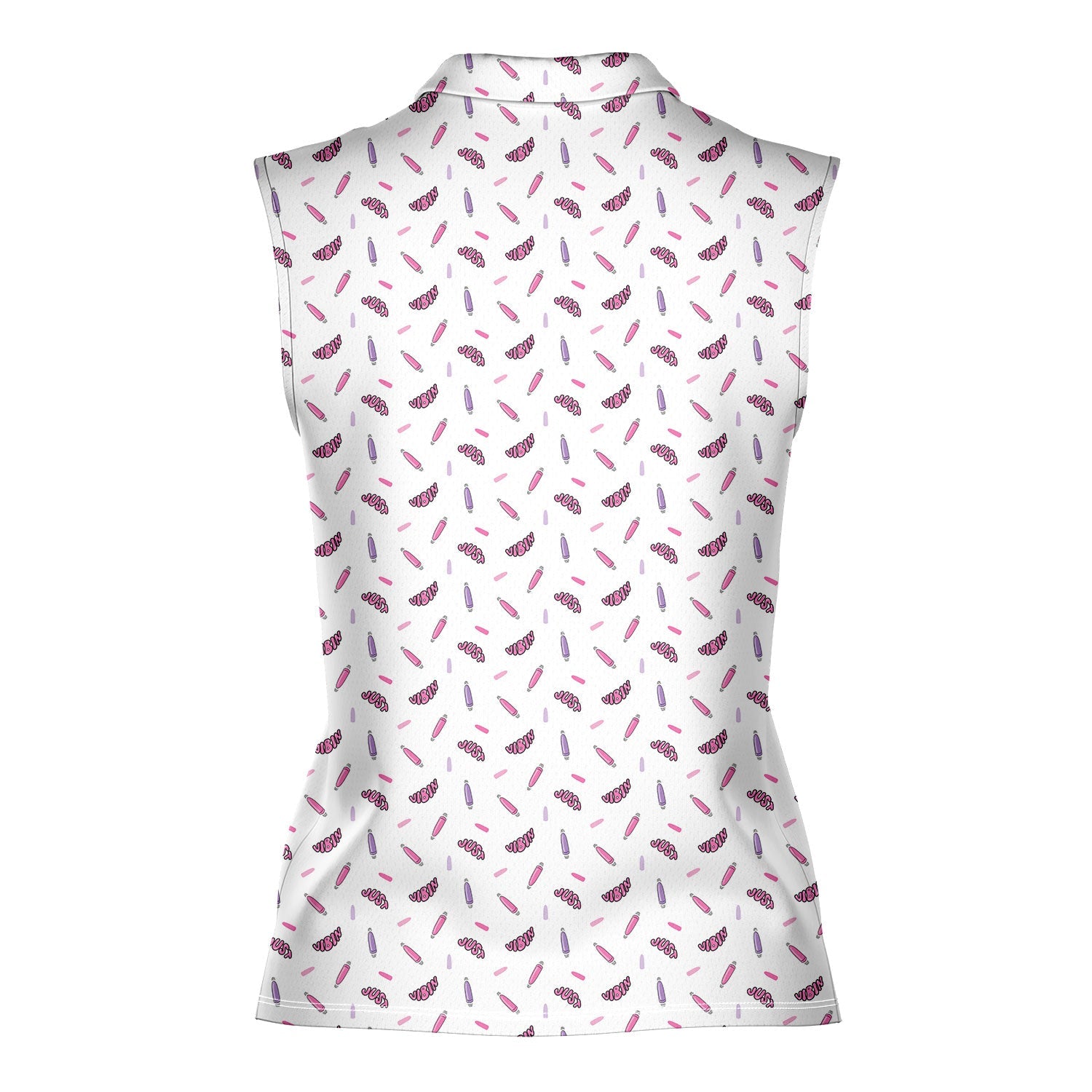 Just Vibin-Women Sleeveless Polo Shirt-Gerbera Prints