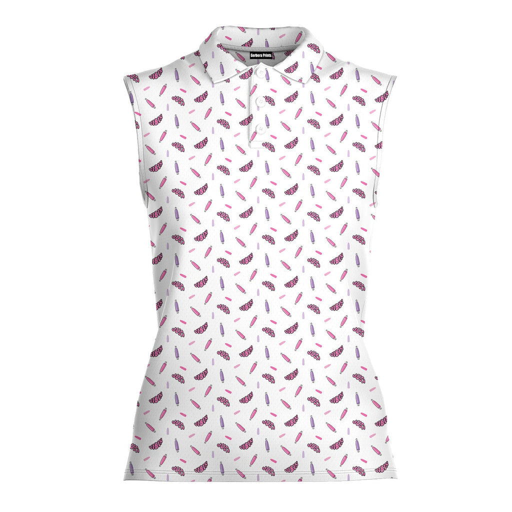 Just Vibin-Women Sleeveless Polo Shirt-Gerbera Prints