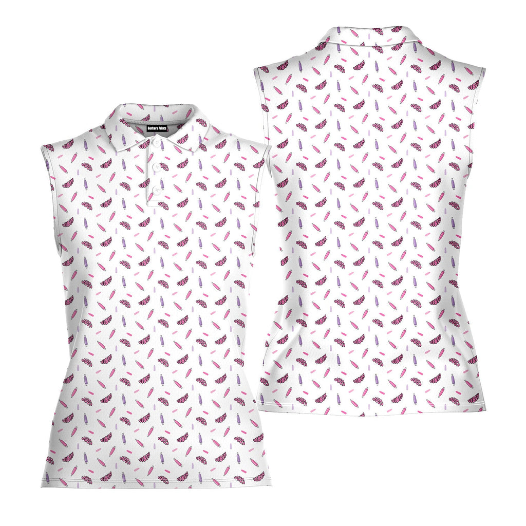 Just Vibin-Women Sleeveless Polo Shirt-Gerbera Prints