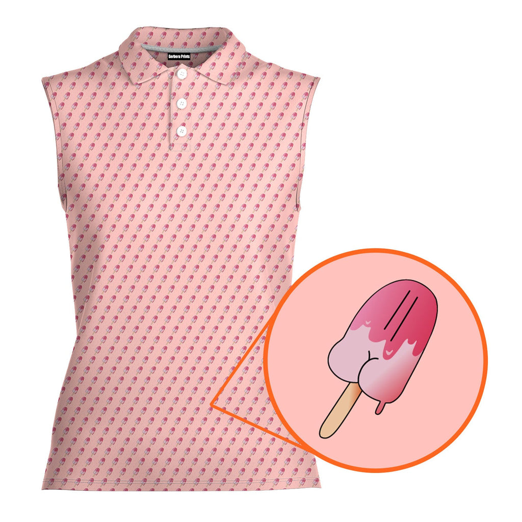 Ice Cream-Women Sleeveless Polo Shirt-Gerbera Prints