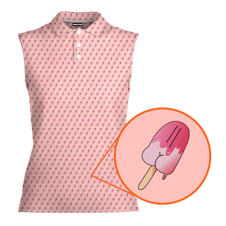 Ice Cream - Ladies Sleeveless Golf Polo Shirt