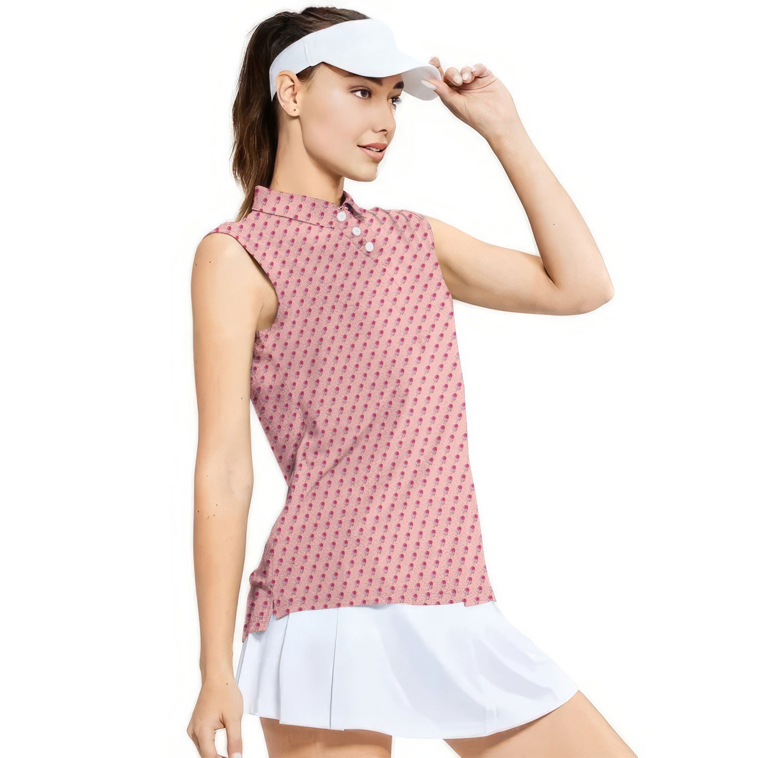 Ice Cream-Women Sleeveless Polo Shirt-Gerbera Prints