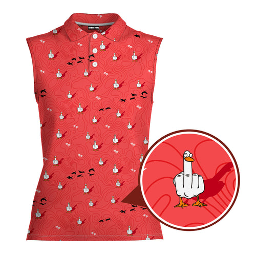 Duck You-Women Sleeveless Polo Shirt-Gerbera Prints