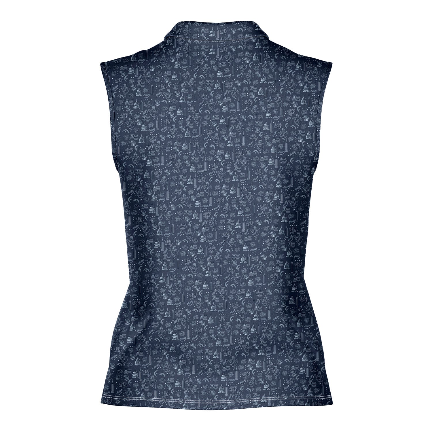 The American-Women Sleeveless Polo Shirt-Gerbera Prints