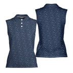 The American-Women Sleeveless Polo Shirt-Gerbera Prints