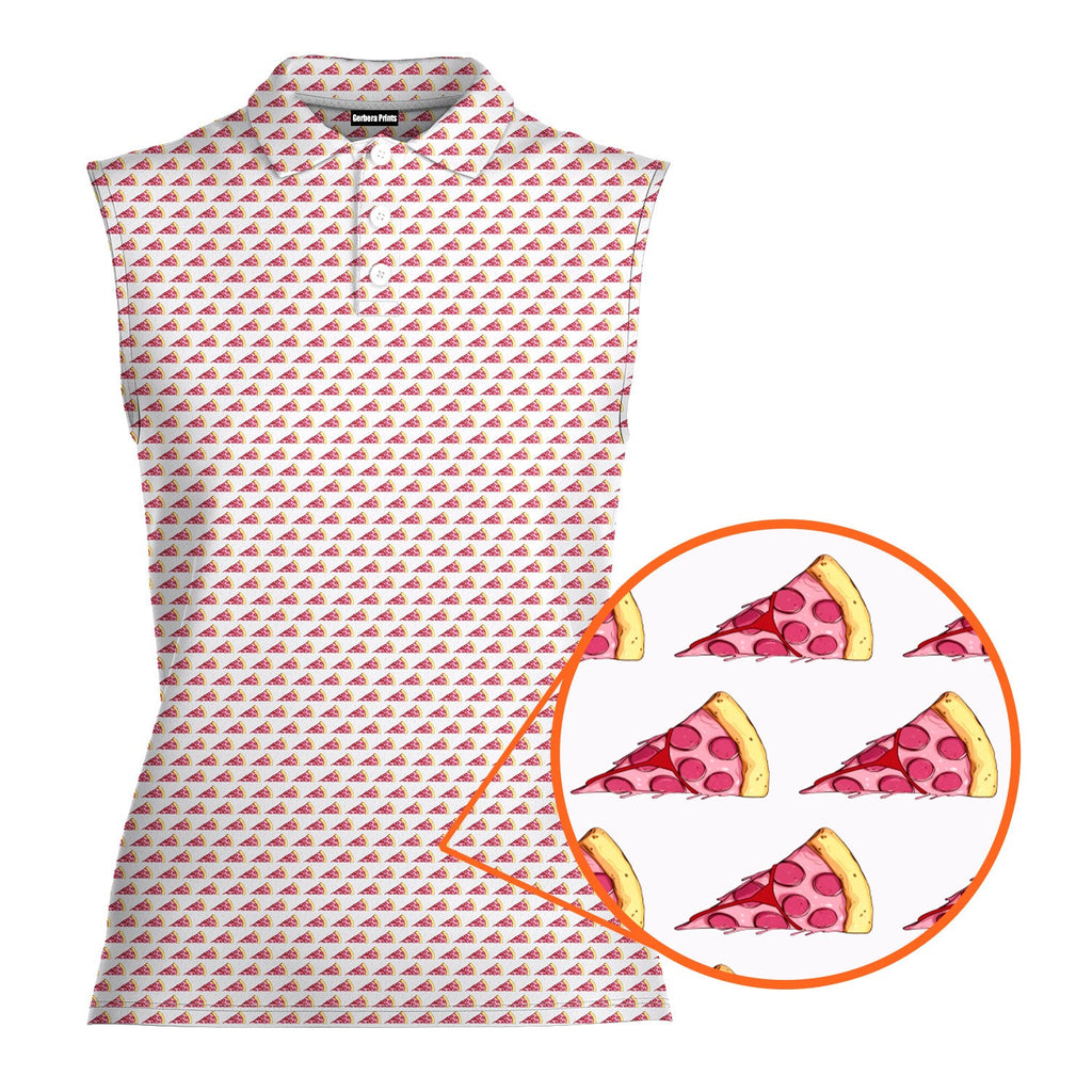 Pizza Slut-Women Sleeveless Polo Shirt-Gerbera Prints