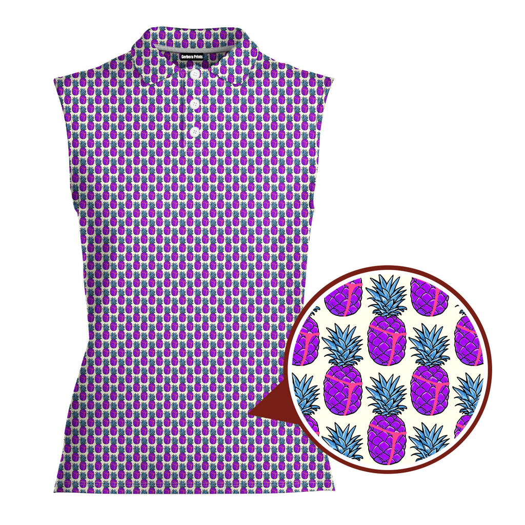 Slutty Pineapple-Women Sleeveless Polo Shirt-Gerbera Prints