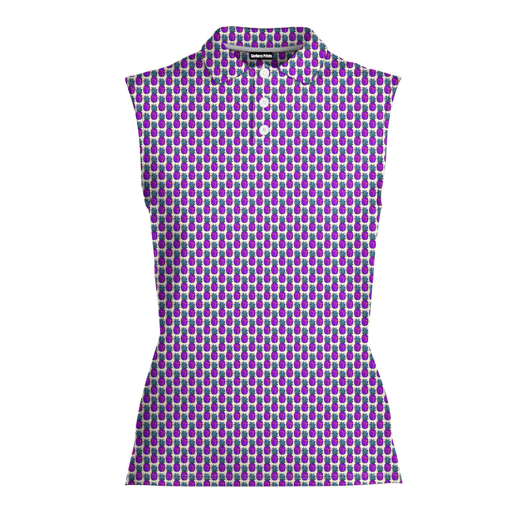 Slutty Pineapple-Women Sleeveless Polo Shirt-Gerbera Prints