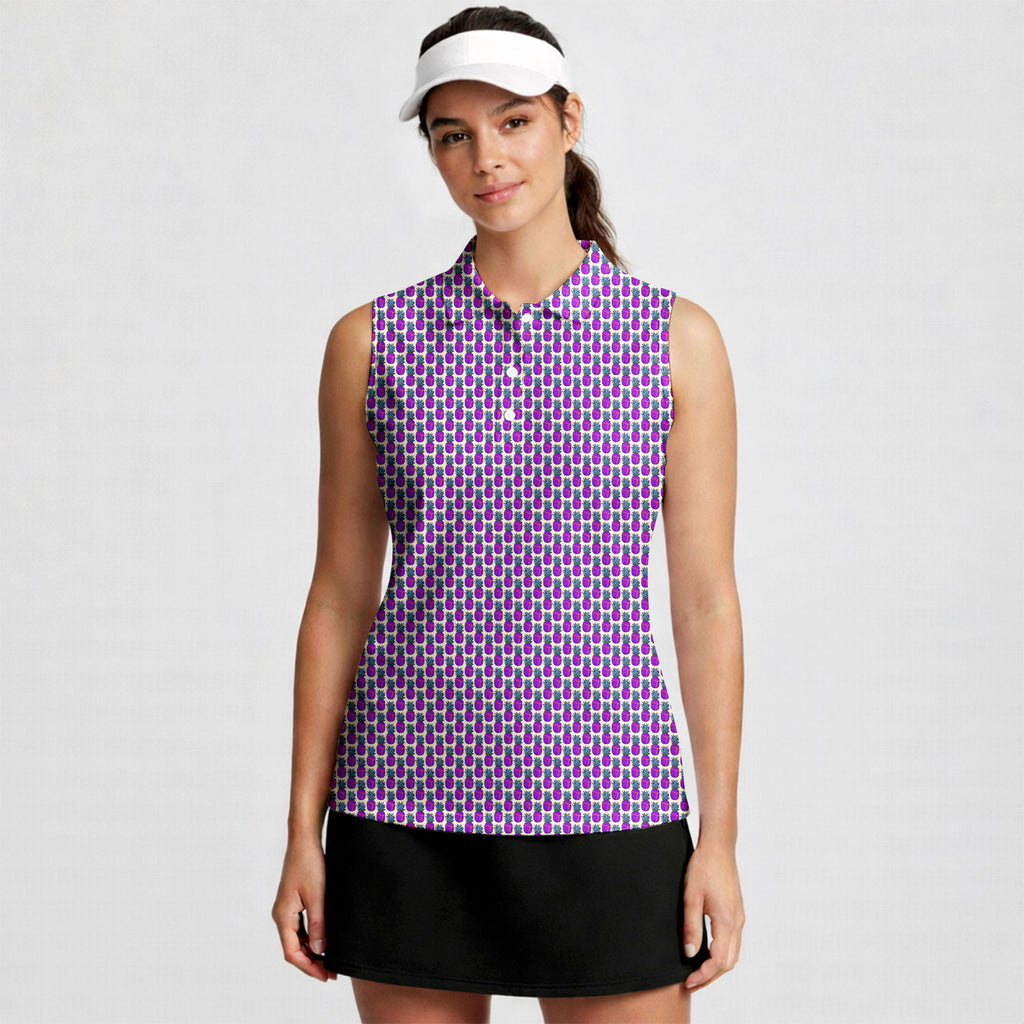 Slutty Pineapple-Women Sleeveless Polo Shirt-Gerbera Prints