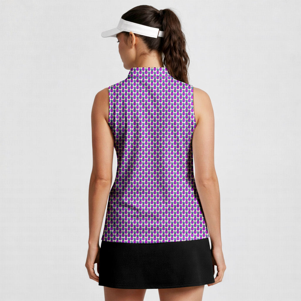 Slutty Pineapple-Women Sleeveless Polo Shirt-Gerbera Prints