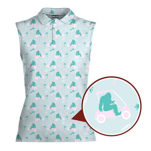 Bigfoot Golf-Women Sleeveless Polo Shirt-Gerbera Prints