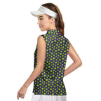 Mary Jane-Women Sleeveless Polo Shirt-Gerbera Prints