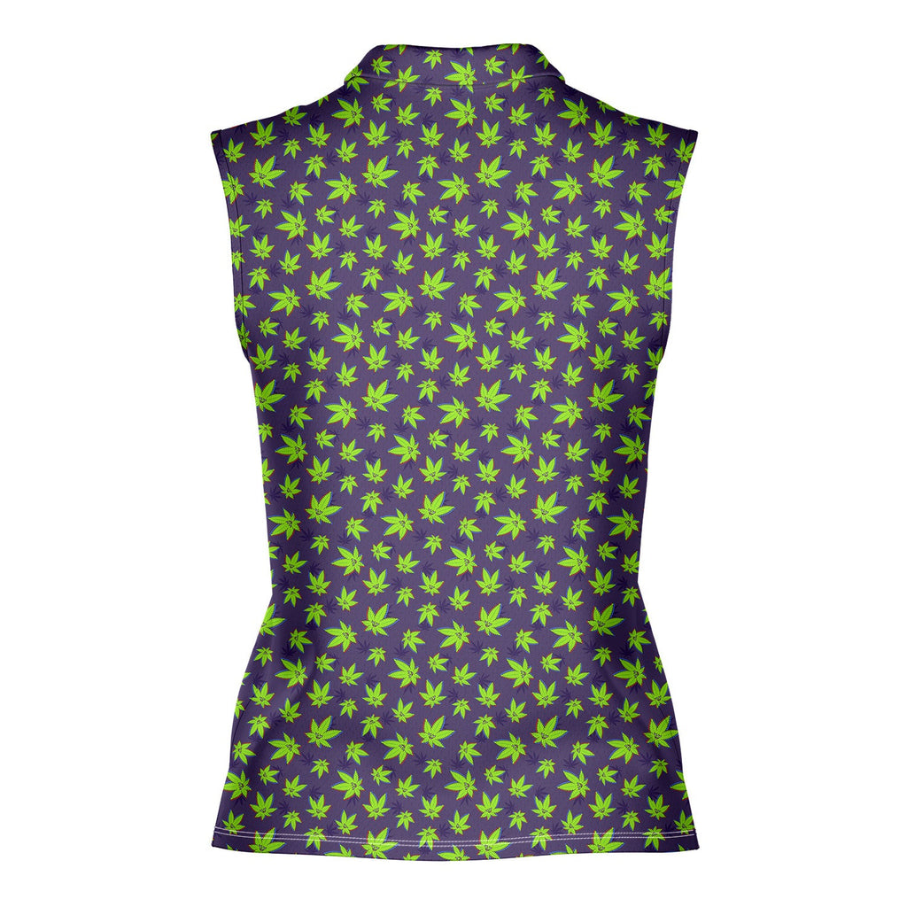 Mary Jane-Women Sleeveless Polo Shirt-Gerbera Prints