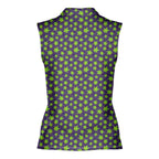 Mary Jane-Women Sleeveless Polo Shirt-Gerbera Prints