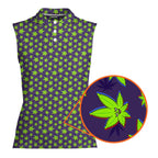 Mary Jane-Women Sleeveless Polo Shirt-Gerbera Prints