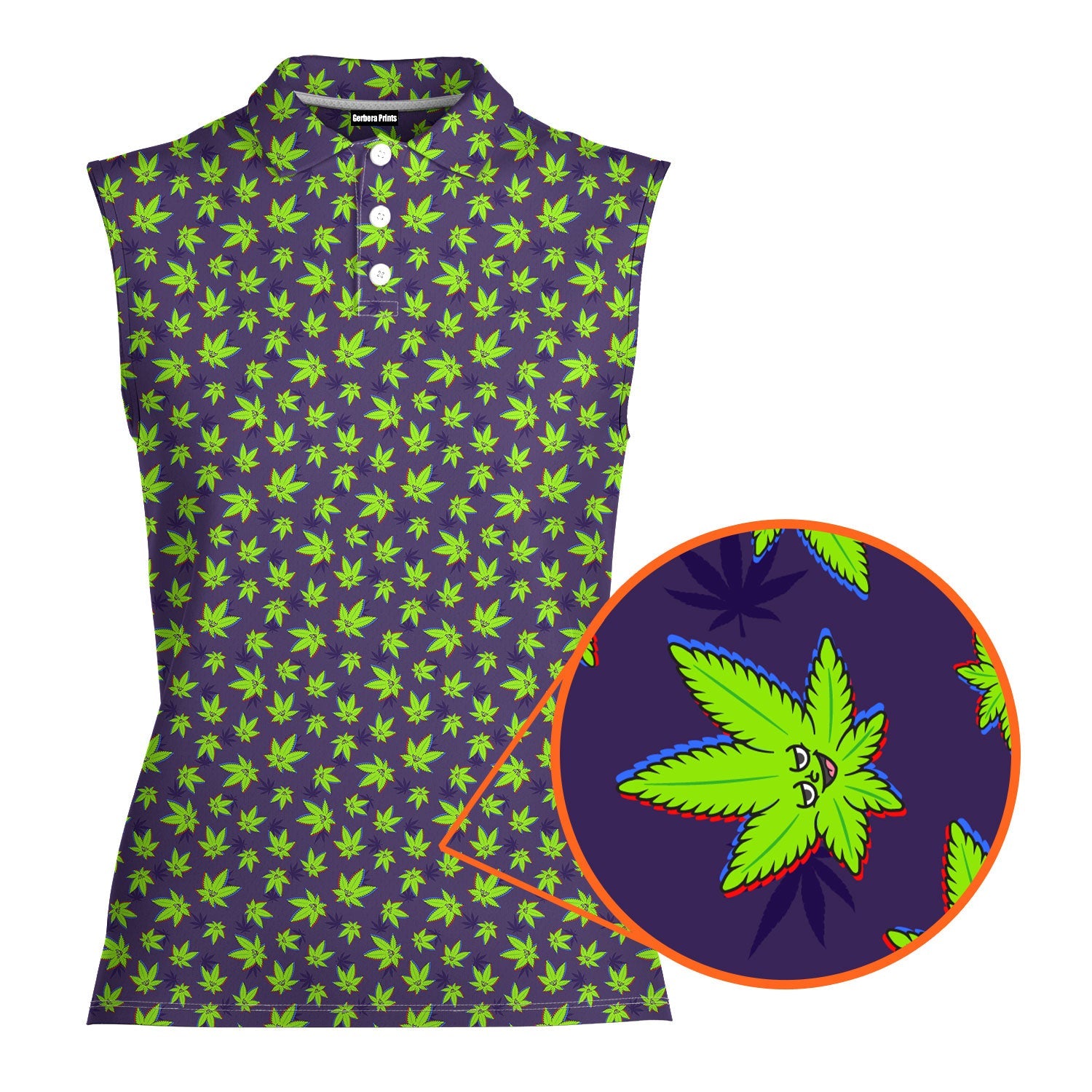 Mary Jane-Women Sleeveless Polo Shirt-Gerbera Prints