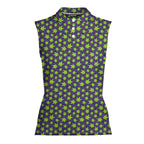 Mary Jane-Women Sleeveless Polo Shirt-Gerbera Prints